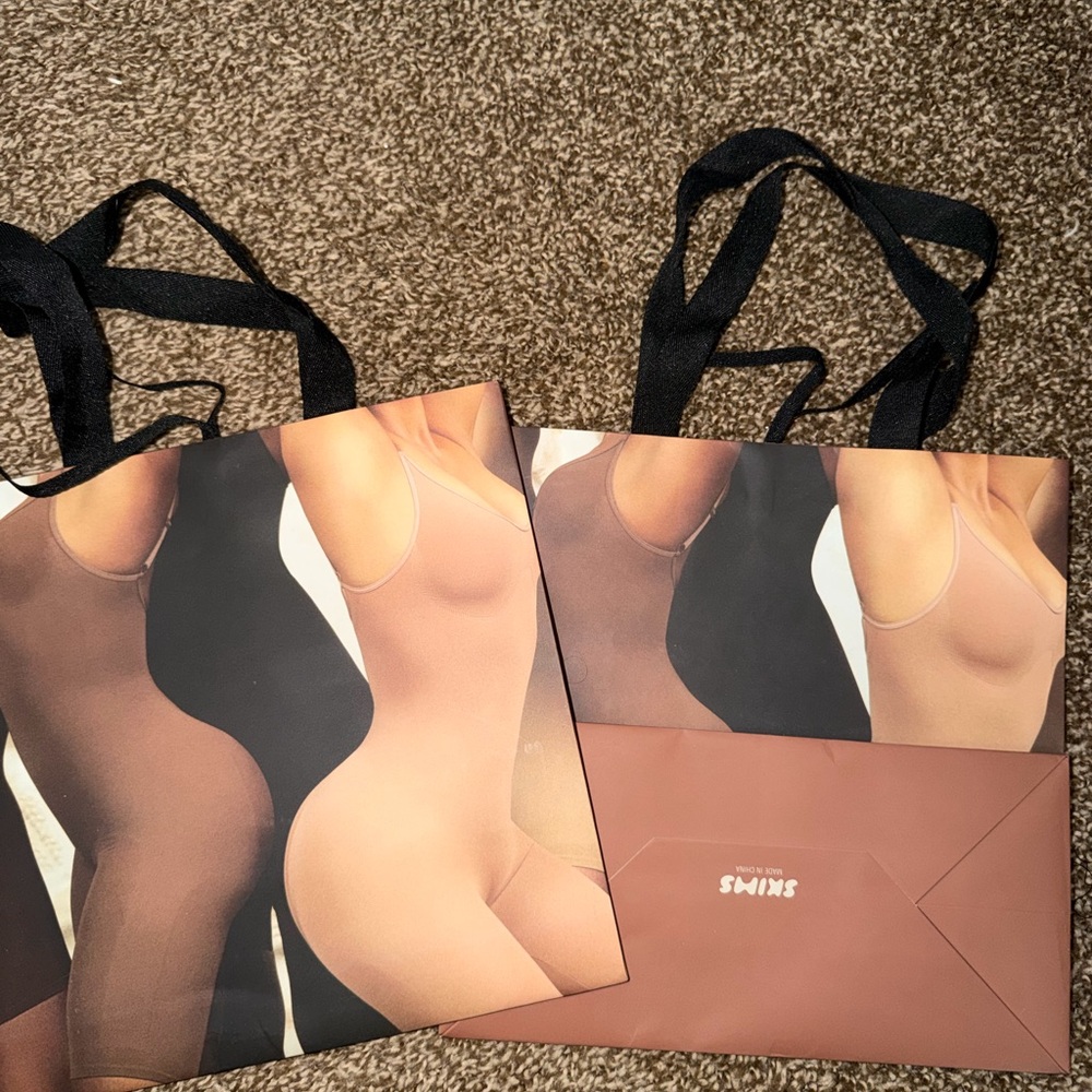 SKIMS Black and Brown Graphic Tote Bag